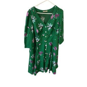 Wayward Fancies eShakti Custom Women's Green Floral Dress - L/XL